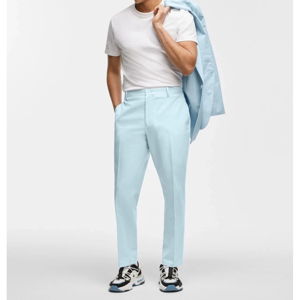 MODE OF ONE Suit Pants Mens Size 30 Light Blue Slim Fit Linen Blend Trouser